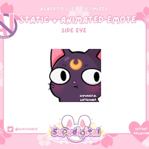 Gesto de gato de luna negra ANIMADO, mirada de reojo / Transmisor de YouTube de Twitch Discord / neko, kawaii, divertido