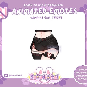 Emote de Twitch de chica demonio gótica vampira, emotes animados de meneo de muslos: Discord/YouTube/emoji de patada para streamers imagen 1