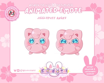 Animated Jigglypuff Twitch Emote GIF, Angry Salty Emotes, Discord Youtube Emoji, Streamer Vtuber Asset