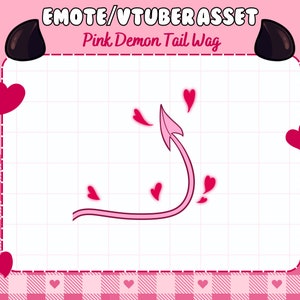 ANIMATED Pink Demon Tail Wag Twitch Discord Streamer Emote & Vtuber Asset | cute, kawaii, succubus, demon, devil, vampire, goth, grunge,