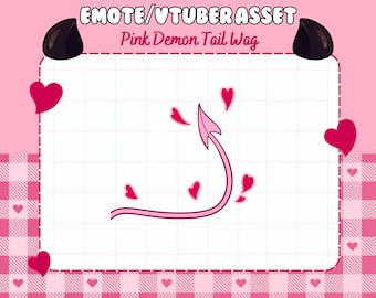 ANIMATED Pink Demon Tail Wag Twitch Discord Streamer Emote & Vtuber Asset | cute, kawaii, succubus, demon, devil, vampire, goth, grunge,