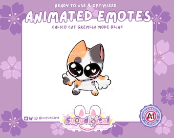 Twitch Animated Emote, Calico Cat Funny Meme Blink, Discord & YouTube Streamer Emoji
