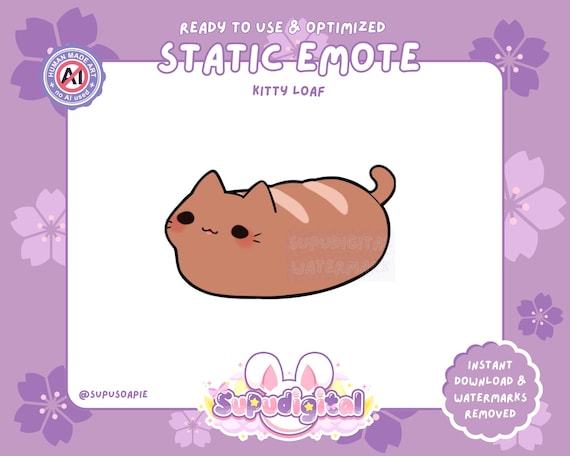 Cute Cat Loaf Twitch Emote, Cat Bun Bread Emoji, Kitty Kitten Funny Discord Emote, Premade Twitch Emote | Youtube Kick Streame Vtuber Emoji