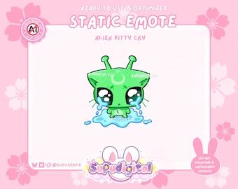 Alien Cat Cry Twitch Emote Static GleebGlorb Funny Meme Emotes: Discord/Youtube Emoji Streamers
