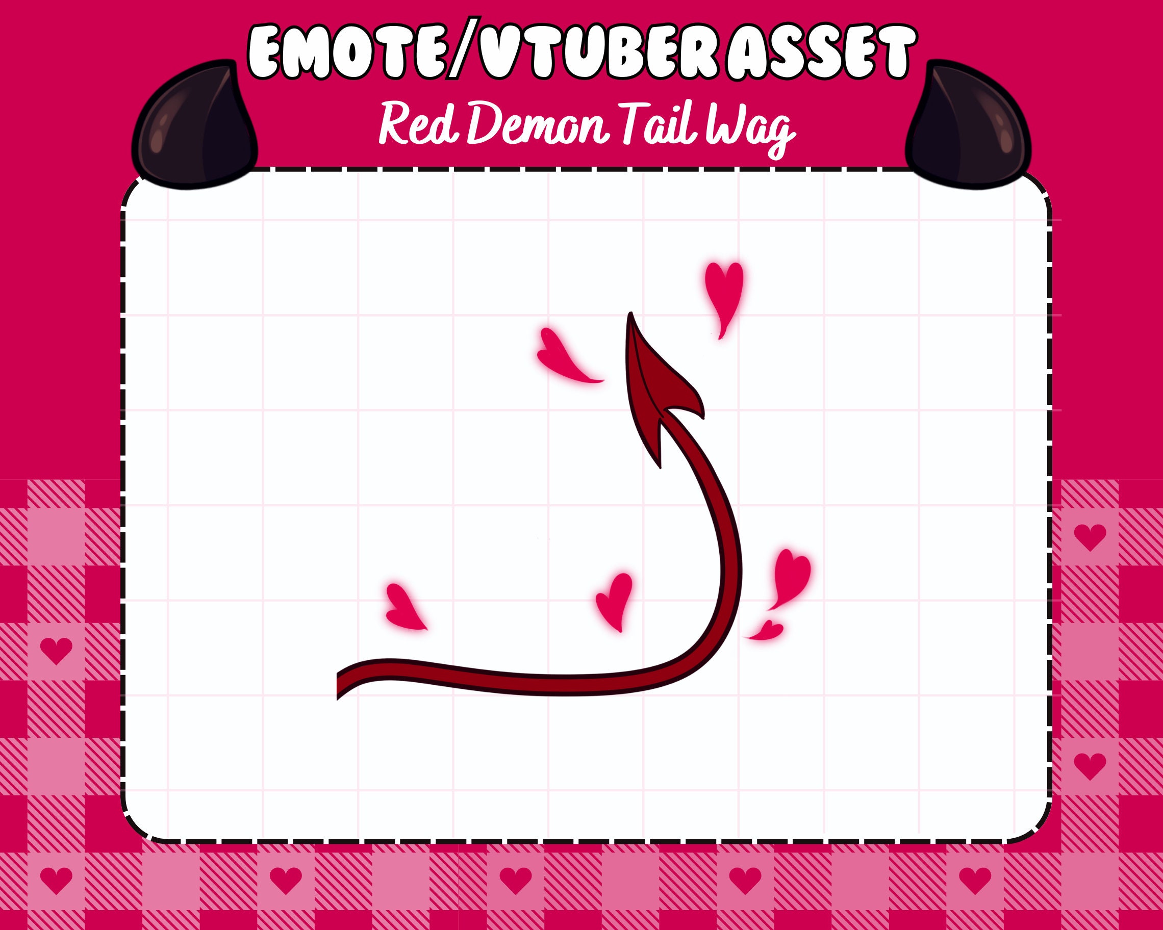 ANIMATED Red Demon Tail Wag Twitch Discord Streamer Emote & Vtuber Asset | cute, kawaii, succubus, demon, devil, vampire, goth, grunge,