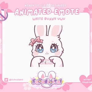 uwu Twitch Emote Blush Shy Animated Kawaii Bunny Emotes: Discord/Youtube/Kick Emoji for Streamers
