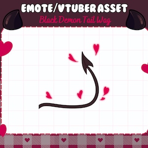 ANIMATED Black Demon Tail Wag Twitch Discord Streamer Emote & Vtuber Asset | cute, kawaii, succubus, demon, devil, vampire, goth, grunge,