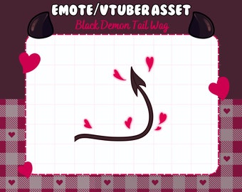 ANIMATED Black Demon Tail Wag Twitch Discord Streamer Emote & Vtuber Asset | cute, kawaii, succubus, demon, devil, vampire, goth, grunge,