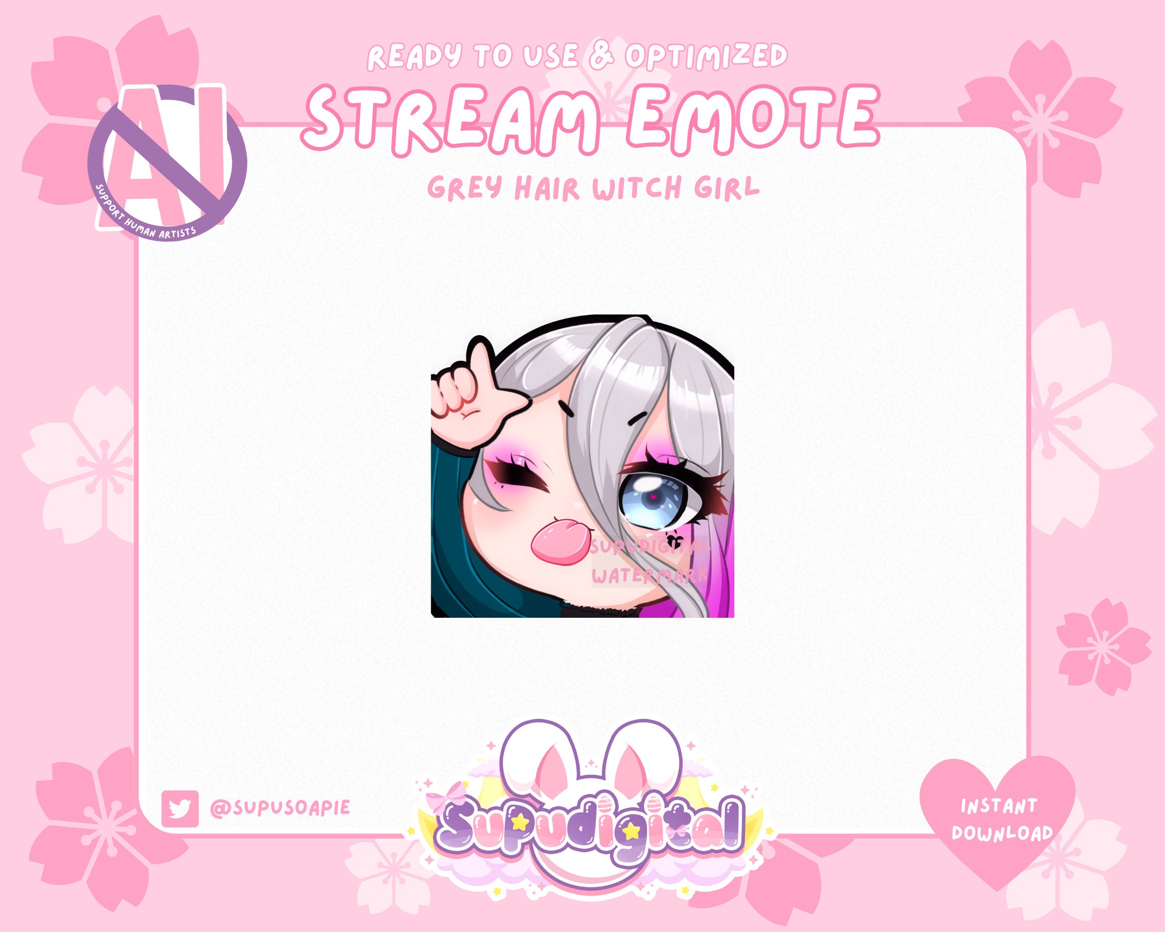 Twitch Emote Witch goth Girl | 'L' Loser | Discord Streamer Gamer