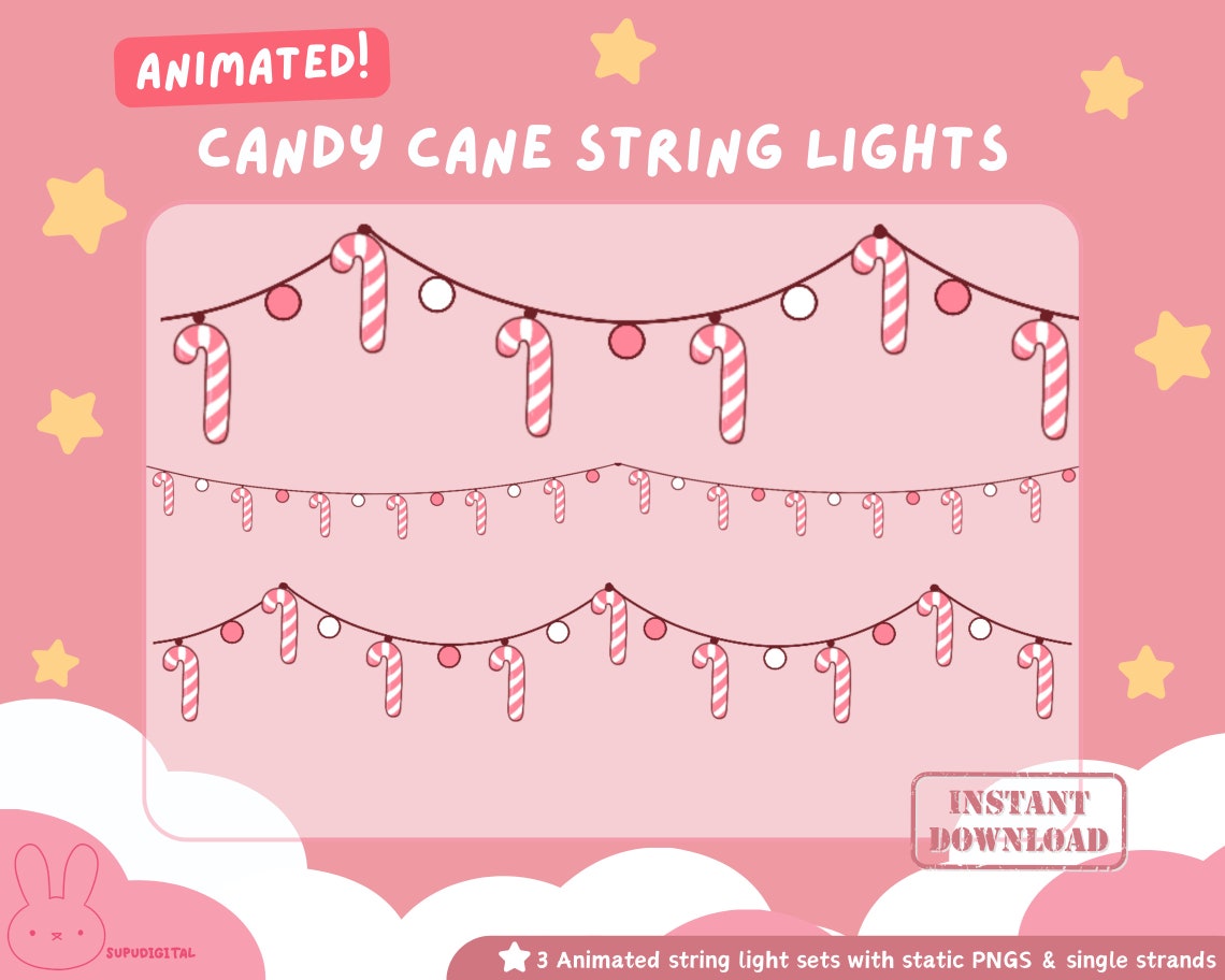 ANIMATED Pastel Candy Cane String Lights Christmas Holiday - Etsy Canada