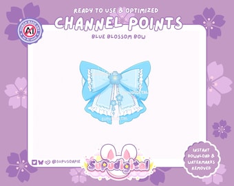 Twitch Channel Points Icon Redeem PNG Sub Badge Streamers Kawaii Sakura Pastel Blue Bow