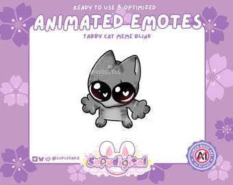 Twitch Animated Emote, Tabby Cat Funny Meme Blink, Discord & YouTube Streamer Emoji