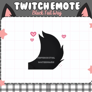 ANIMATED Dark Black Tail Wag Twitch Discord Streamer Emote | cute, kawaii, wolf, fox, cat, animal, kemonomimi, neko