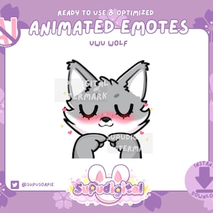 uwu Twitch Emote Blush Shy Animated Furry Wolf Emotes: Discord/Youtube/Kick Emoji for Streamers