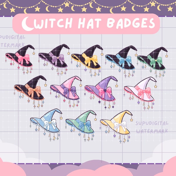 Witch Hat Sub Badges Cute Patel | Twitch Discord Streamer Vtuber