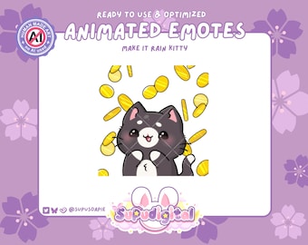Cat Make It Rain Animated Twitch Emote, Hype Kitty, Funny Meme Emotes, Discord YouTube