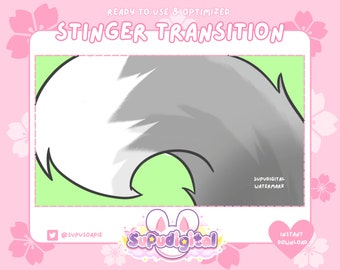 Twitch Stinger for Streaming - Wolf Grey Tail - Animated Stream Transition | Kick, OBS, Stream Assets, Stinger, cat, fox, YouTube
