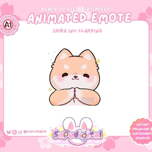 Shiba Inu Twitch Emote, Funny Clapping Emote, Cute ANIMATED Emote, Kawaii Dog Puppy Emote | Discord Sticker Youtube GIF Kick Emoji Streamers
