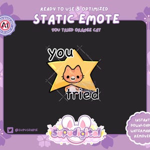 Emote "Engraçado você tentar" (Funny You Tried) para Twitch, Emotes de Gato Laranja Kawaii, Discord, Emoji de Streamer imagem 2