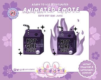 Funny Goth Animated Twitch Emote Witchy Hot Girl Juice Meme: Discord/Youtube Emoji GIF Streamers