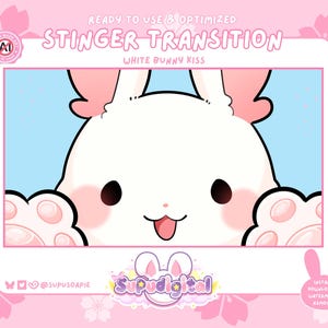 Twitch Stinger for Streaming, Cute Bunny Kiss, White Rabbit Animated Transition | Twitch Youtube Kick Streamer, OBS Streamlabs Stinger