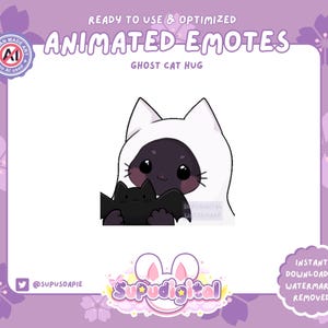 ANIMATED HALLOWEEN Twitch Emote, Kawaii Hug Plush Emote, Cute  Ghost Cat Emote | Discord Youtube Kick Streamer Emoji Emoticon GIF