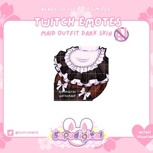 Cute Maid Twitch Emote, Black Maid Emote, Black Girl Emote, Lewd Thighs Emote | Twitch Discord Streamer Emoji
