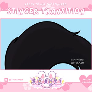ストリーミング用Twitch Stinger - ブラックテイル - アニメーションストリームトランジション | Youtube Kick、OBS、ストリームアセット、猫、オオカミ、