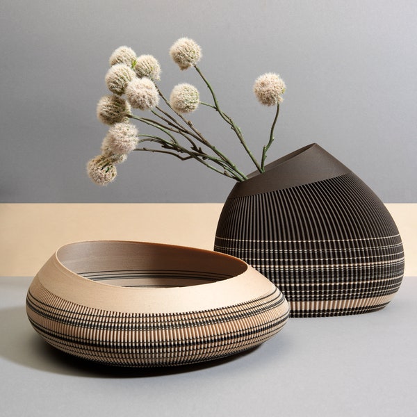 KASEKI - Jarrón japandi minimalista 3D único para jarrón de flores secas - Jarrón moderno - Decoración de interiores - regalo perfecto para mamá o compañero de trabajo