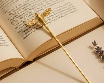 Golden Bookmark Handmade | Gold Plated Brass Statement Bookmark | Book Lover Gift Vintage Style Handmade Accessory