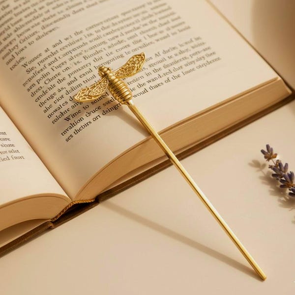 Golden Bookmark Handmade | Gold Plated Brass Statement Bookmark | Book Lover Gift Vintage Style Handmade Accessory