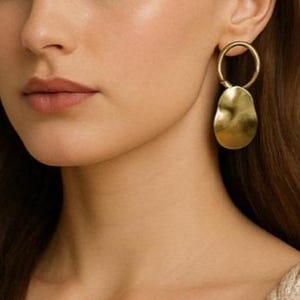 Handmade 18k Gold Dangle Earring Chunky Gold Plated Jewelry Statement Earring Gold Hoop Earrings MODERN Vinatge Style Gold Hoop Gift for Her