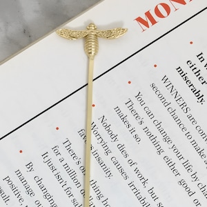 18K Gold Plated Bookmark Honeybee Handmade Jewelry Gold Brass Metal Bookmark Modern Gold Classic Daily Journal Stationary Book Accessories