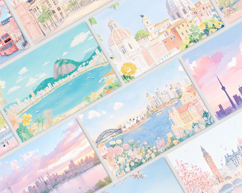 Frame TV Art Set of Vintage Travel Samsung Gallery Wall Art Maximalist