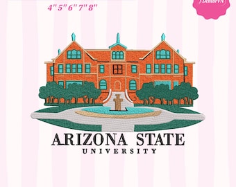 Broderidesign för Arizona State University | Maskinbroderi för universitetscampusbyggnad | Broderifil för skollandmärke | 4–8 tum