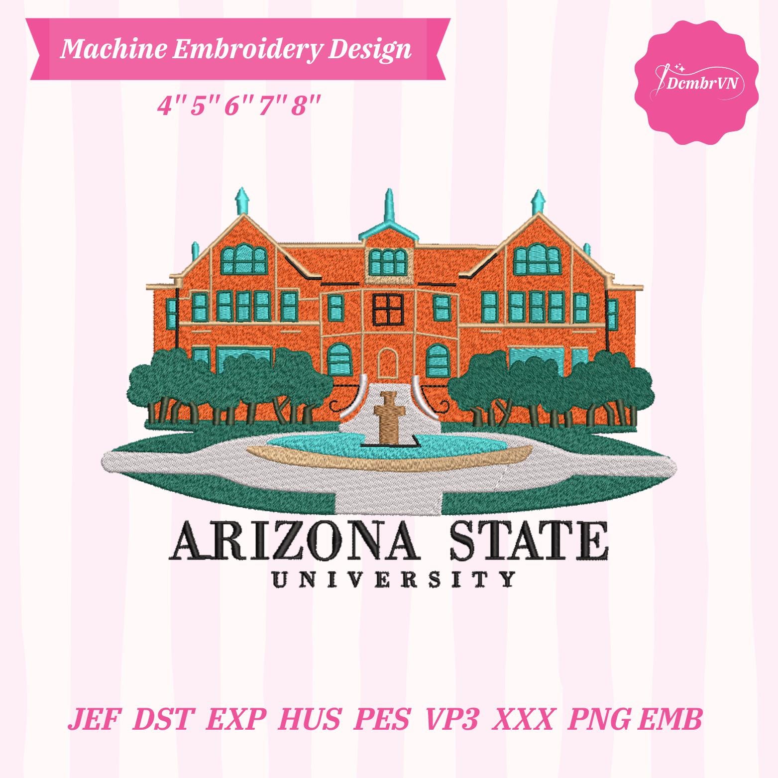 Mini Storage Building Embrioder File Arizona State University Embroidery Design | College Campus Building ...