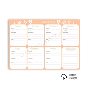Weekly Meditation Log Meditation Tracker Printable Weekly Tracker Meditation Log Journal Mindfulness Practice Meditation Affirmation
