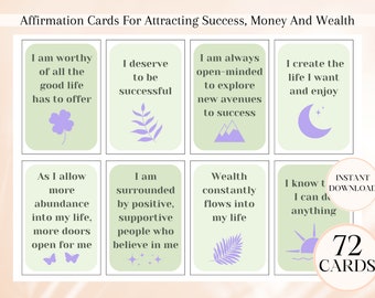 Success Affirmation cards printable affirmation cards abundance digital affirmation card attract money and wealth cards positive affirmation