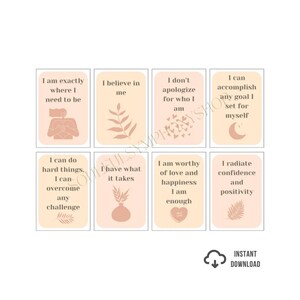 72 Affirmation Cards Self-Love Printable Encouragement Card digital law of attraction Positive Quotes Printable Spiritual Manifestation card