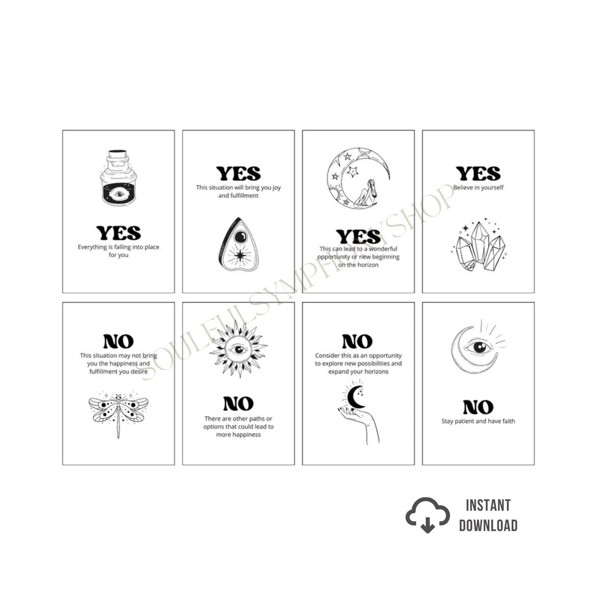 YES or NO cards tarot cards clarification card witch game spiritual guidance minimal tarot printable oracle card Witch gift Fortune Telling