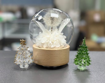 Dandelion Crystal Ball Night Light, Wooden Rotating Music Box, Epoxy Resin Music Box Decorative Light, resin lamp,Birthday Gift for Her