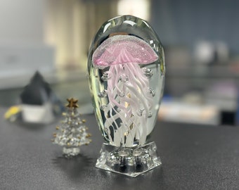 3D Glass Jellyfish, Jellyfish Ornaments, Handmade Art Glass Sculptures, Handmade Glass Blown Jellyfish, Glass Animal Ornaments,Paperweight
