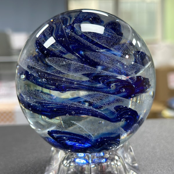 Paperweight glass,Glass blown art,glass figures,hand blown glass,diorama,murano glass,Glass Art Sculpture,anniversary gift,home decor,Blue