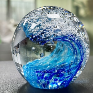 Glass Ornament, Ocean Glass, Ball Ornament,