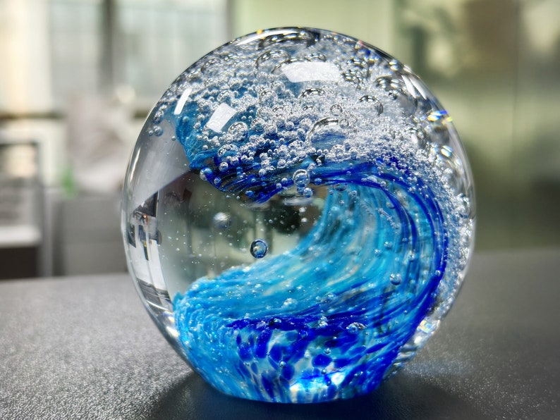 Glass Ornament, Ocean Glass, Ball Ornament,