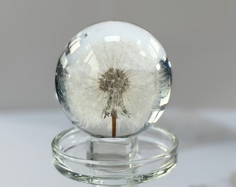 Dandelion in glass,seasonal decor,Dandelion resin paperweight,dandelion gift,Dandelion crystal ball,Transparent,diorama,home decor,mother