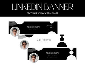 Linkedin banner, LinkedIn Background, Black and White Linkedin Header, Personal Branding, Linkedin Canva Template, Modern LinkedIn Header