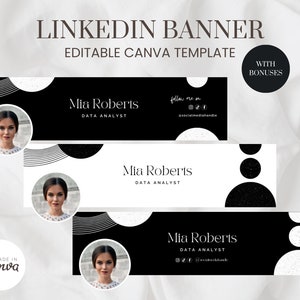 Linkedin banner, LinkedIn Background, Black and White Linkedin Header, Personal Branding, Linkedin Canva Template, Modern LinkedIn Header