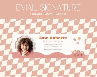 Email Signature Template in Retro Pink | Canva Email Signature | Gmail, Outlook Creative Email Design - RF01