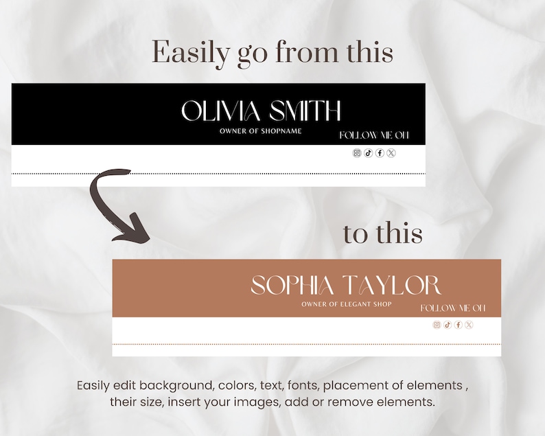 You can easily edit the LinkedIn Background Banner templates and change the text, colors, fonts, placement of elements, remove or add elements and images